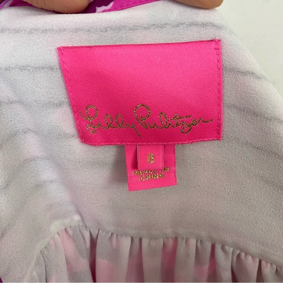 Lilly Pulitzer Brynnly Dress Mandevilla Pink Don't be a Cheetah Sz 8 Long Sleeve - Picture 11 of 16
